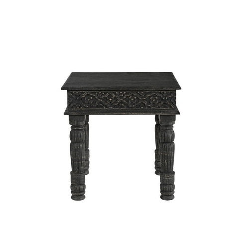 Table d'appoint en bois massif patiné noir de 24 po