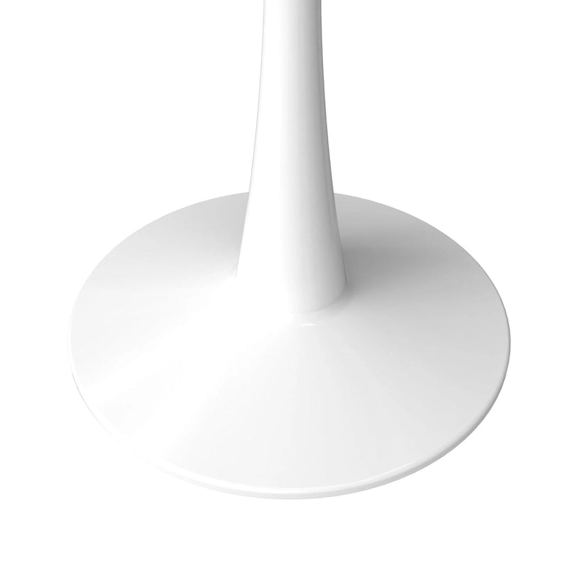 Bristol 31 Modern Round Dining Table with Sintered Stone Top & White Stainless Steel Pedestal Base for Dining Room and Kitchen
