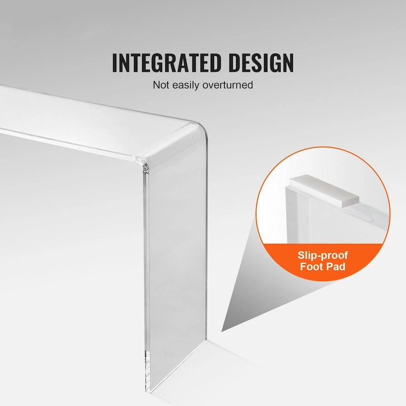 Clear Acrylic Rectangular Console Side End Table Perfect for Both Indoor and Outdoor Use - 38x15x29 in
