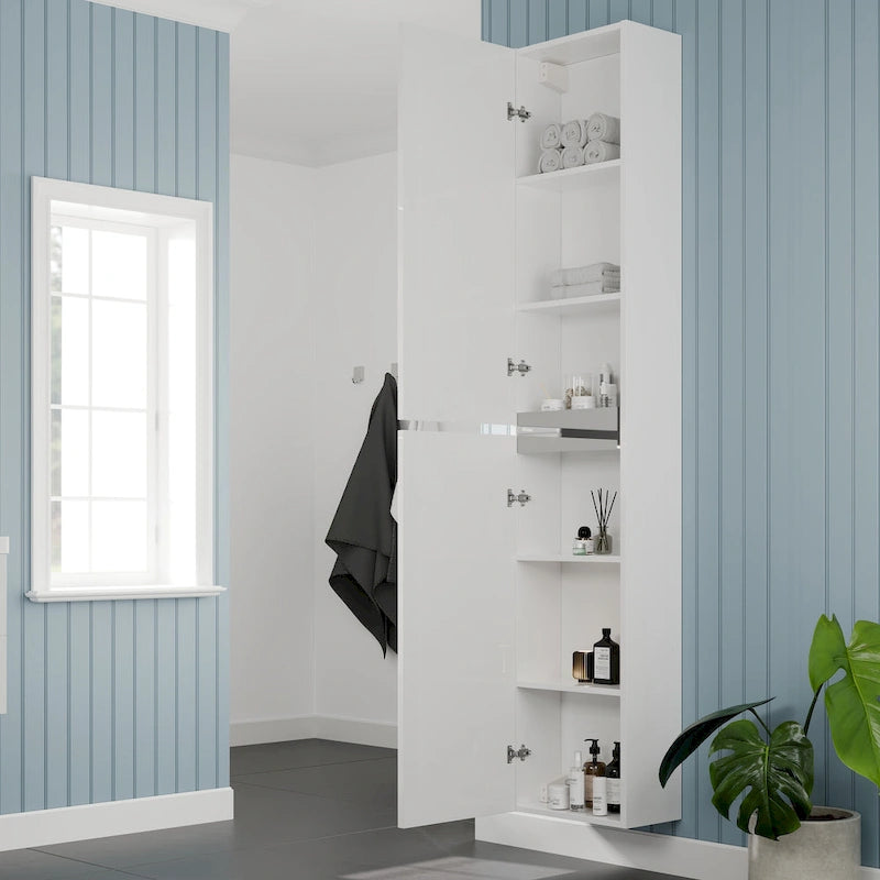 14 in-W x 70 in-H Glossy White Freestanding Linen Cabinet