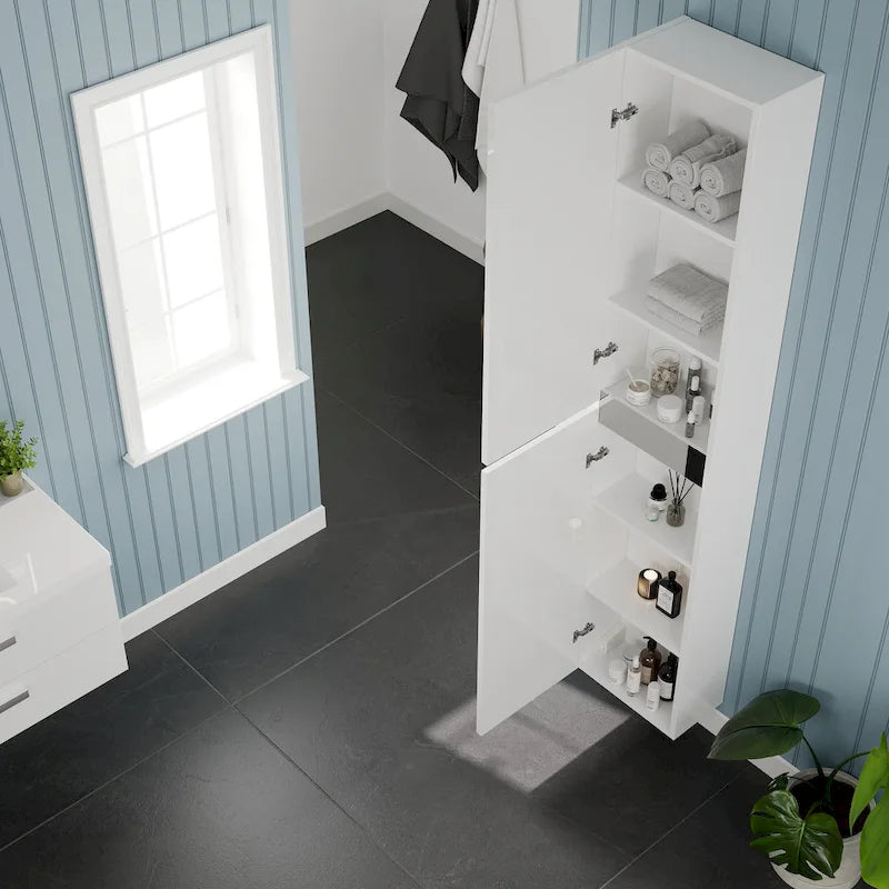 14 in-W x 70 in-H Glossy White Freestanding Linen Cabinet