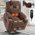 Blue Power Lift Recliner with 8-Point Massage, Heated Lumbar, Dual USB Ports, and Stainless Steel Cup Holders