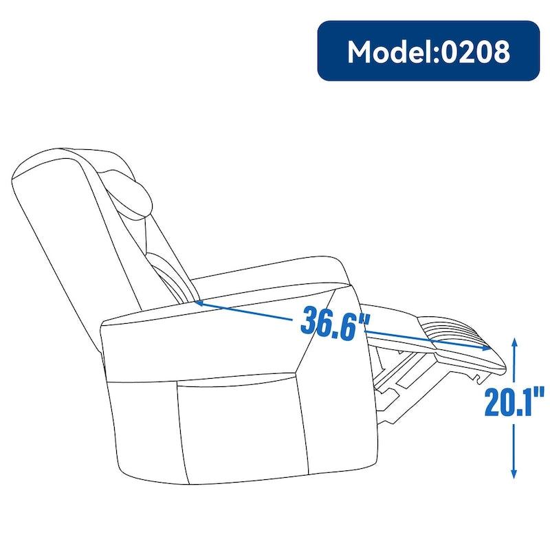 Power Swivel Rocker Recliner with Lumbar and Neck Support, USB & Type-C Charging Ports