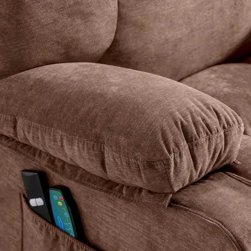 Blue Electric Lift Recliner with Heat, Massage, Infinite Recline Options, USB Ports, and Side Pockets