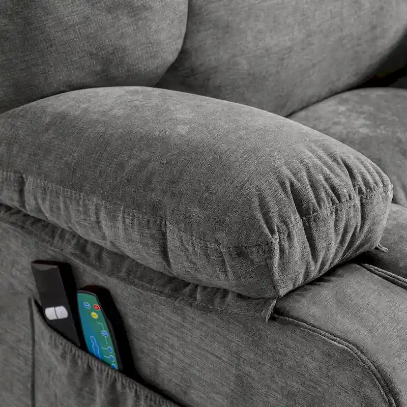 Blue Electric Lift Recliner with Heat, Massage, Infinite Recline Options, USB Ports, and Side Pockets