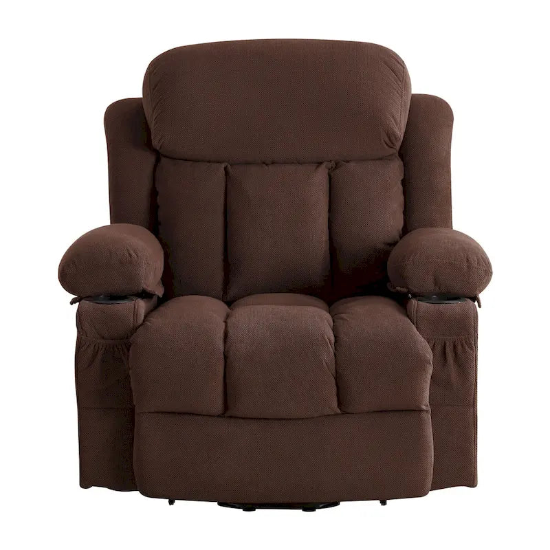 Grey Electric Power Lift Recliner Chair with Heating, Massage, USB Port, and Side Pockets