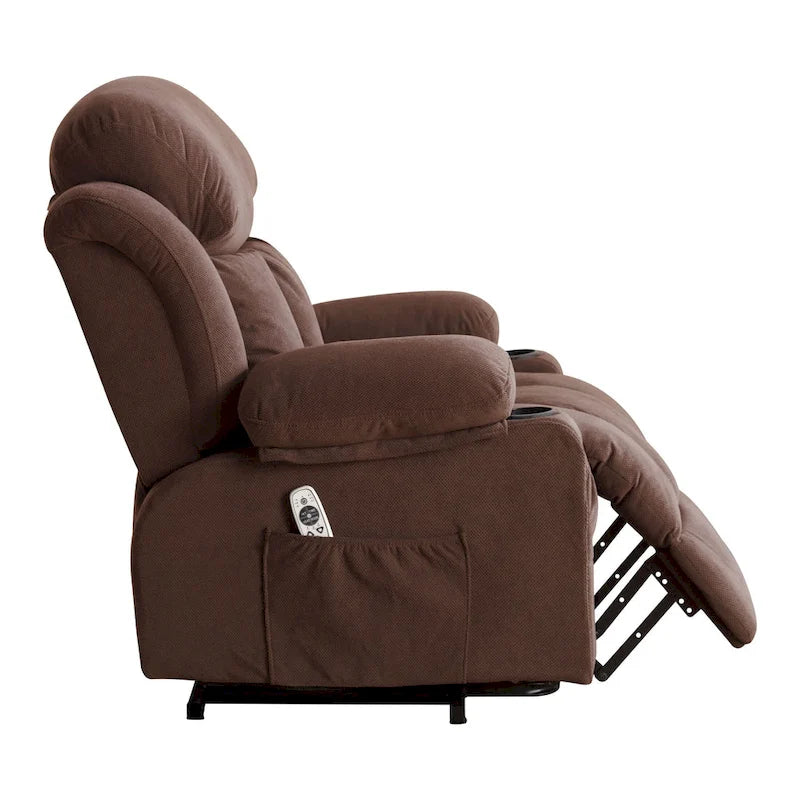 Grey Electric Power Lift Recliner Chair with Heating, Massage, USB Port, and Side Pockets