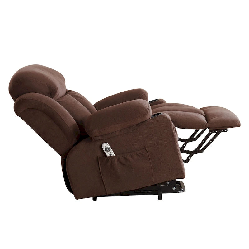 Grey Electric Power Lift Recliner Chair with Heating, Massage, USB Port, and Side Pockets