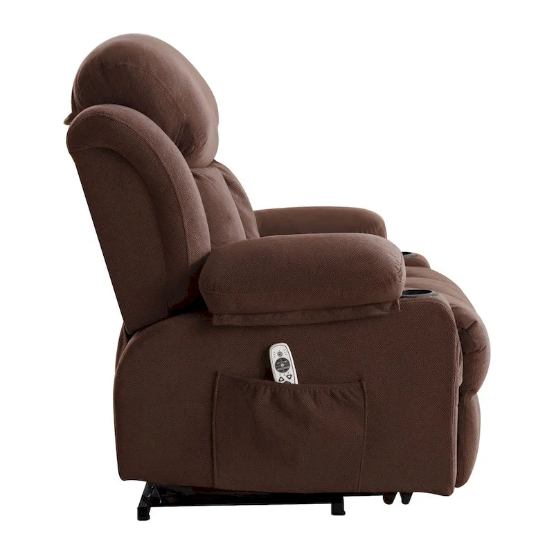 Grey Electric Power Lift Recliner Chair with Heating, Massage, USB Port, and Side Pockets