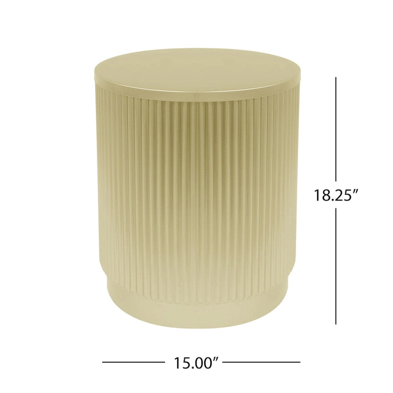 15 Modern Round Side Table with Vertical Stripes and Iron Frame for Living Room or Bedroom