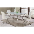 61-Inch Starphire Tempered Glass Dining Table with Stainless Steel Y-Legs