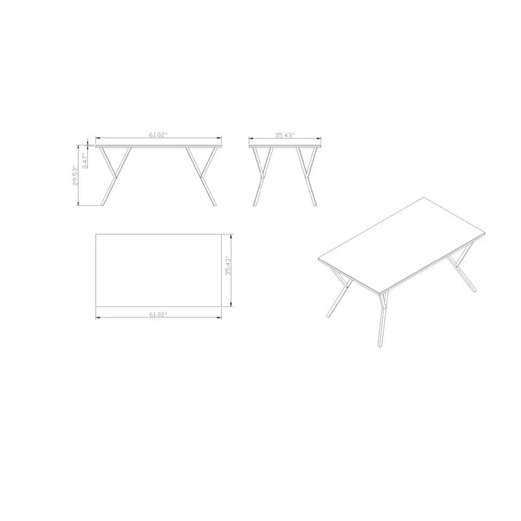 61-Inch Starphire Tempered Glass Dining Table with Stainless Steel Y-Legs