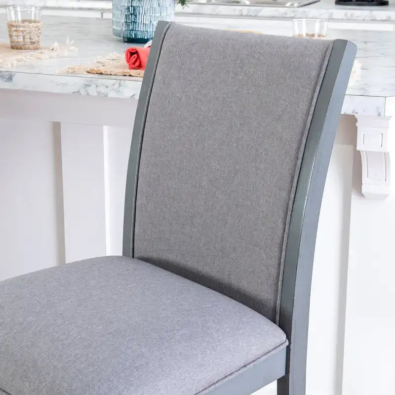 Grey Upholstered 25-Inch Counter Stool - Set of 2