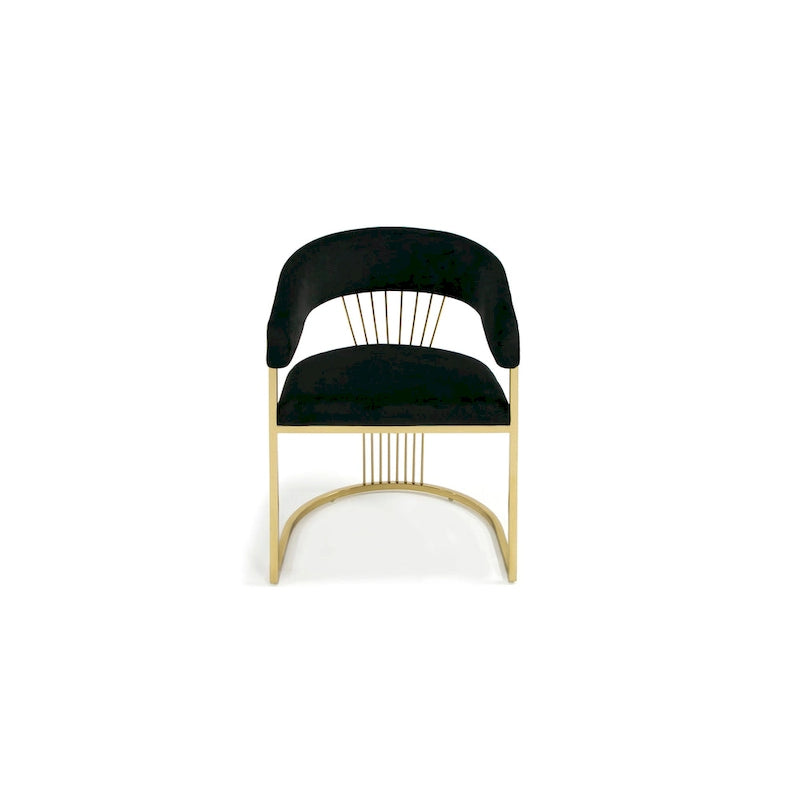 Modern Black Velvet Dining Chair with Gold Stainless Steel Base
