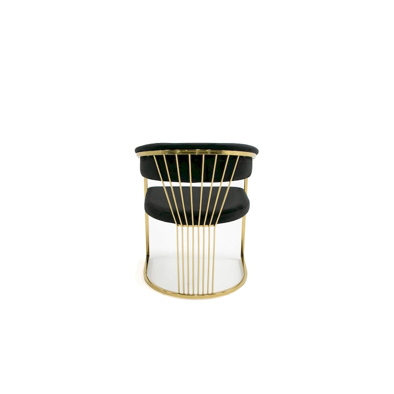Modern Black Velvet Dining Chair with Gold Stainless Steel Base