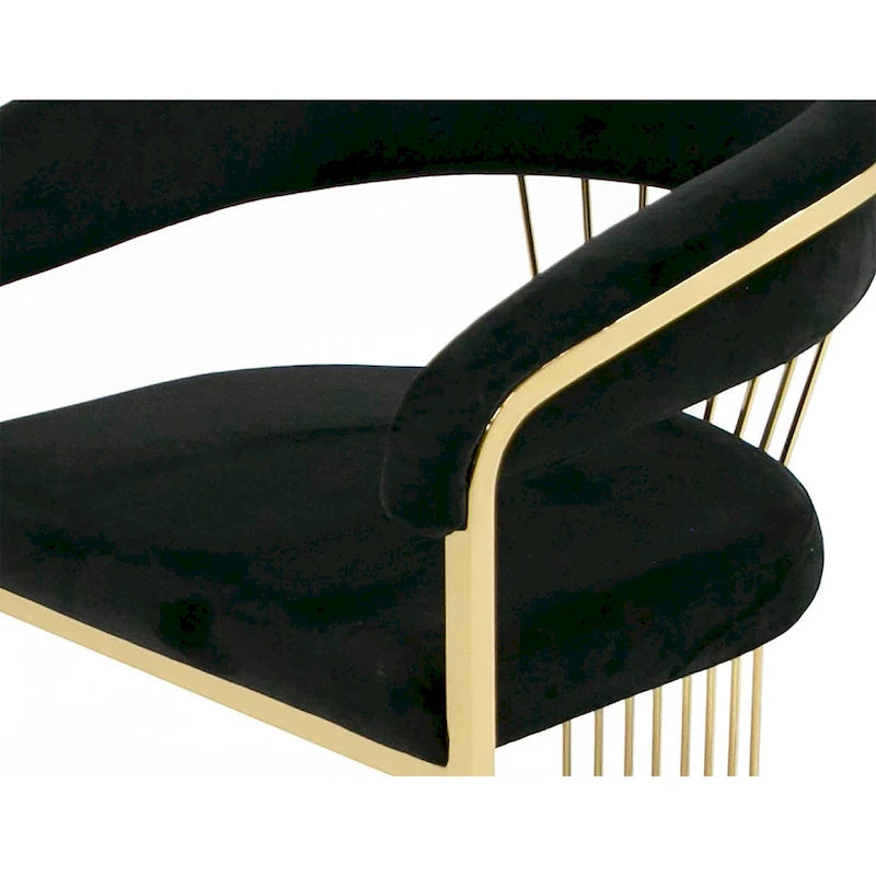 Modern Black Velvet Dining Chair with Gold Stainless Steel Base