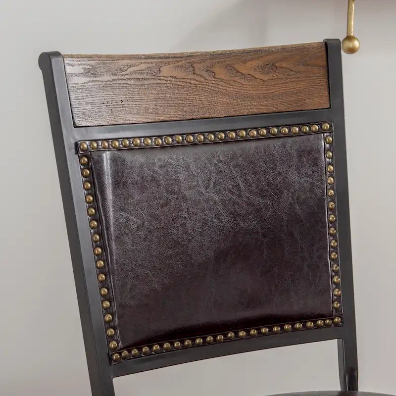 Industrial Side Chair with Faux Leather and Nailhead Trim - Set of 2