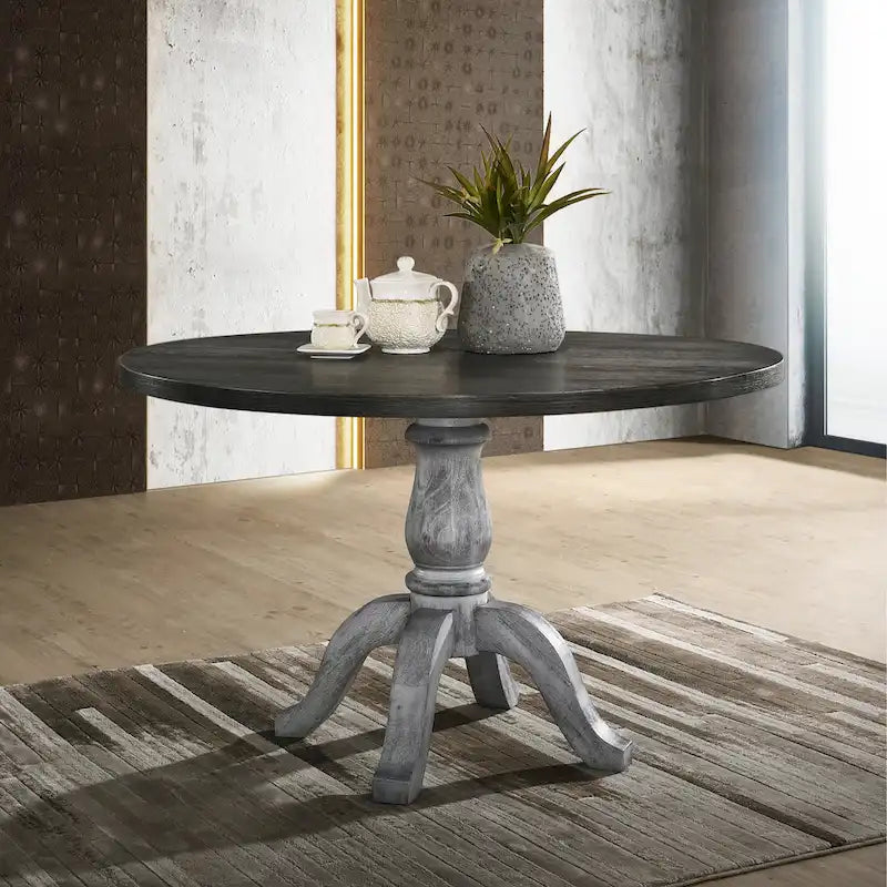 Roundhill Furniture Iris 5-Piece Dining Set, Weathered White and Gray