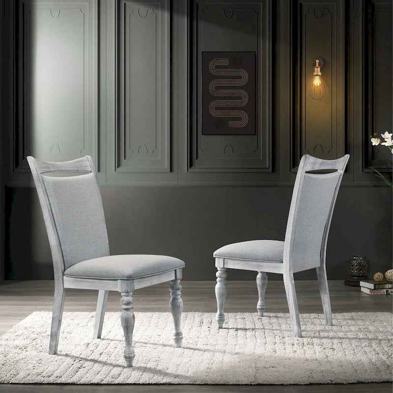 Roundhill Furniture Iris 5-Piece Dining Set, Weathered White and Gray