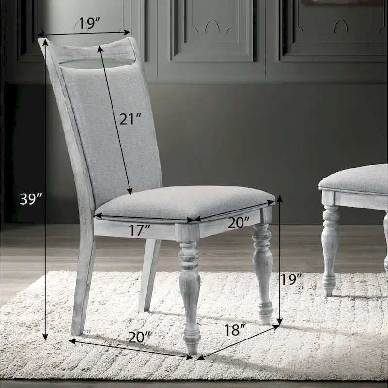 Roundhill Furniture Iris 5-Piece Dining Set, Weathered White and Gray
