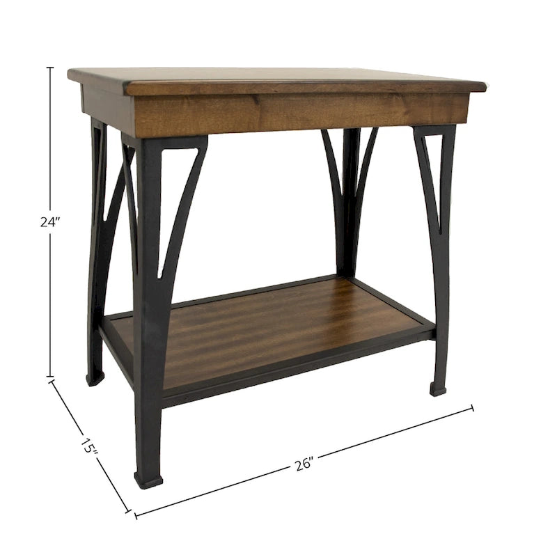 Copper Finish 1-Shelf Chairside Table