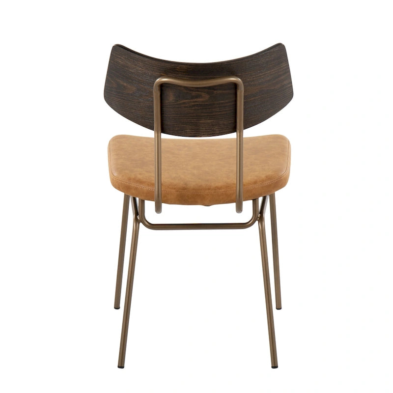 Mid-Century Upholstered Dining Chair with Wood Backrest - Set of 2