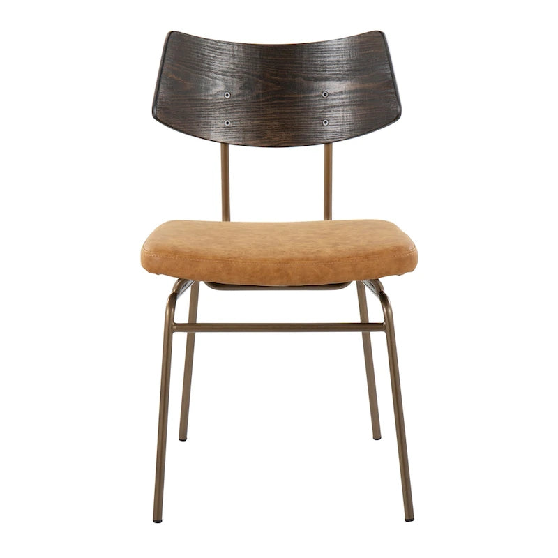 Mid-Century Upholstered Dining Chair with Wood Backrest - Set of 2