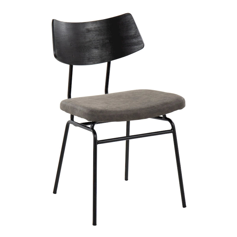 Mid-Century Upholstered Dining Chair with Wood Backrest - Set of 2