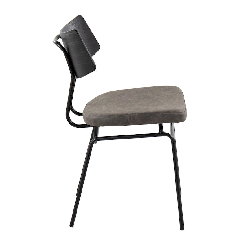 Mid-Century Upholstered Dining Chair with Wood Backrest - Set of 2