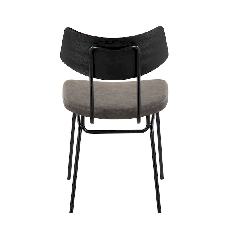 Mid-Century Upholstered Dining Chair with Wood Backrest - Set of 2