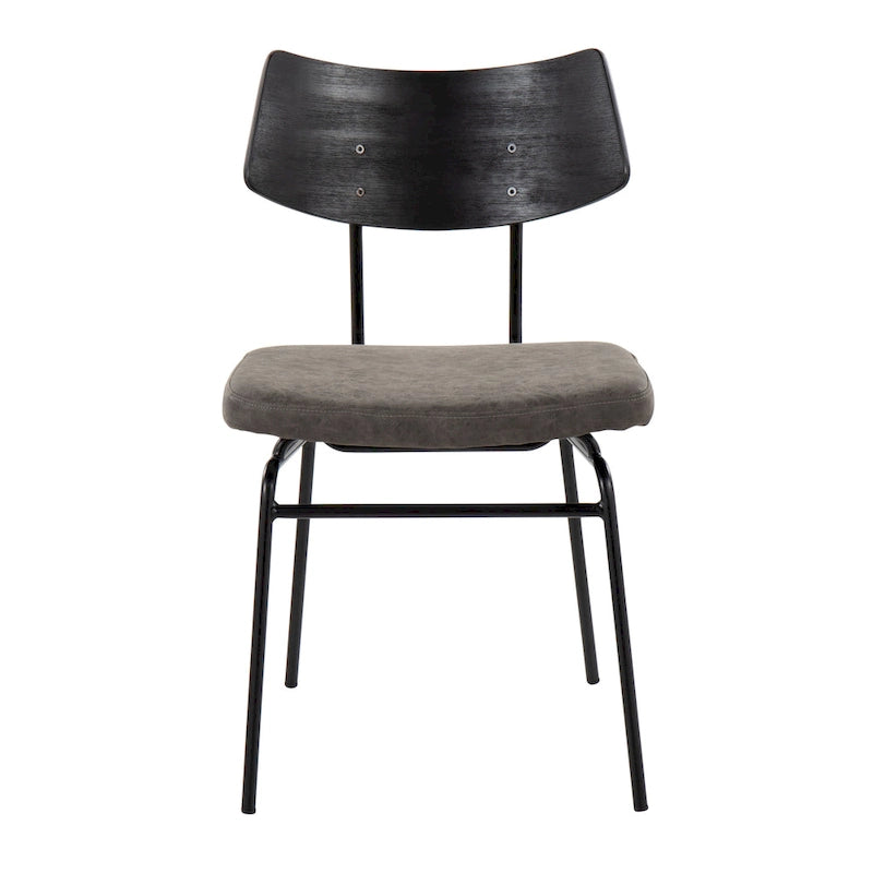 Mid-Century Upholstered Dining Chair with Wood Backrest - Set of 2