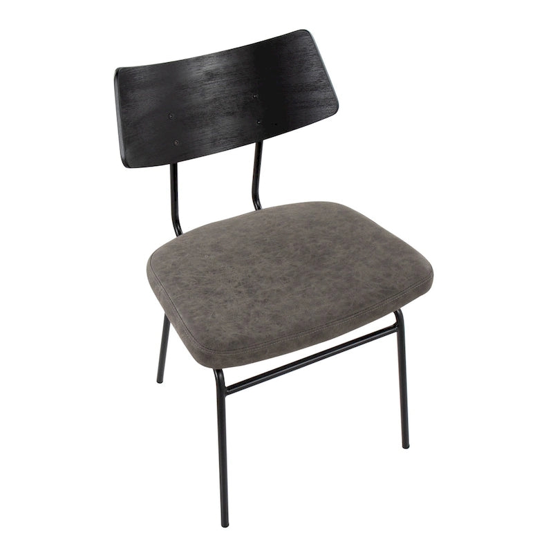 Mid-Century Upholstered Dining Chair with Wood Backrest - Set of 2