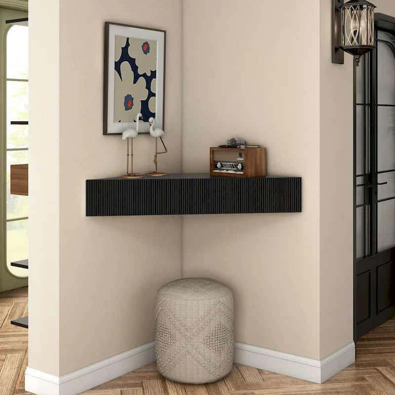 Furniture of America Sukhumi Transitional 47-inch 3-Shelf Wall-Mounted Corner TV Console