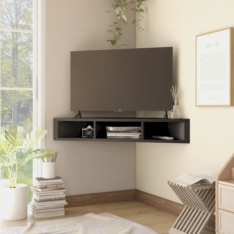 Furniture of America Sukhumi Transitional 47-inch 3-Shelf Wall-Mounted Corner TV Console