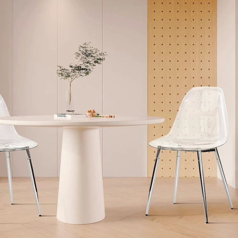 Modern Transparent Acrylic Shell Chair with Silver Metal Legs