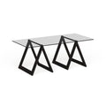 Sawhorse Leg Tempered Glass Coffee Table - Optional Finishes