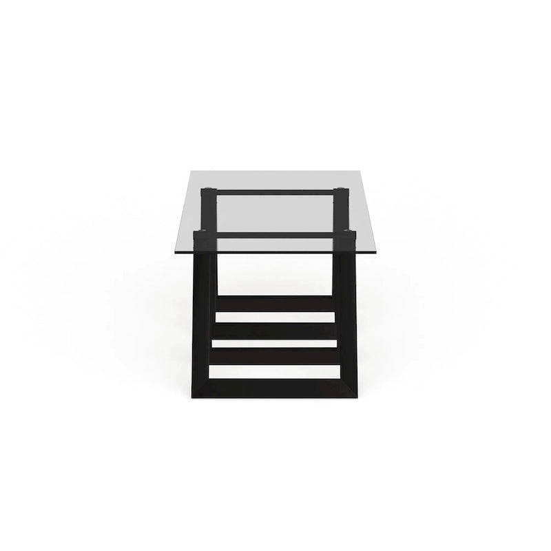 Sawhorse Leg Tempered Glass Coffee Table - Optional Finishes