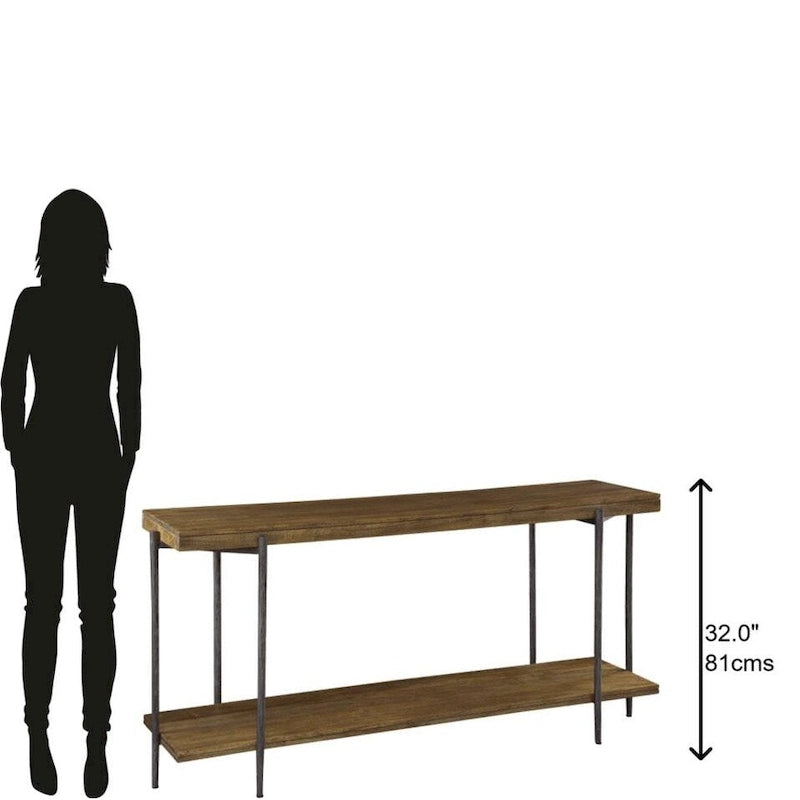 Solid Mango Wood and Forged Iron Sofa Table