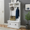 Coastal Cottage Hall Tree with Bench, Drawer and Hooks - 31.5W x 15.75D x 64.25H