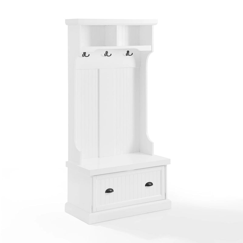 Coastal Cottage Hall Tree with Bench, Drawer and Hooks - 31.5W x 15.75D x 64.25H