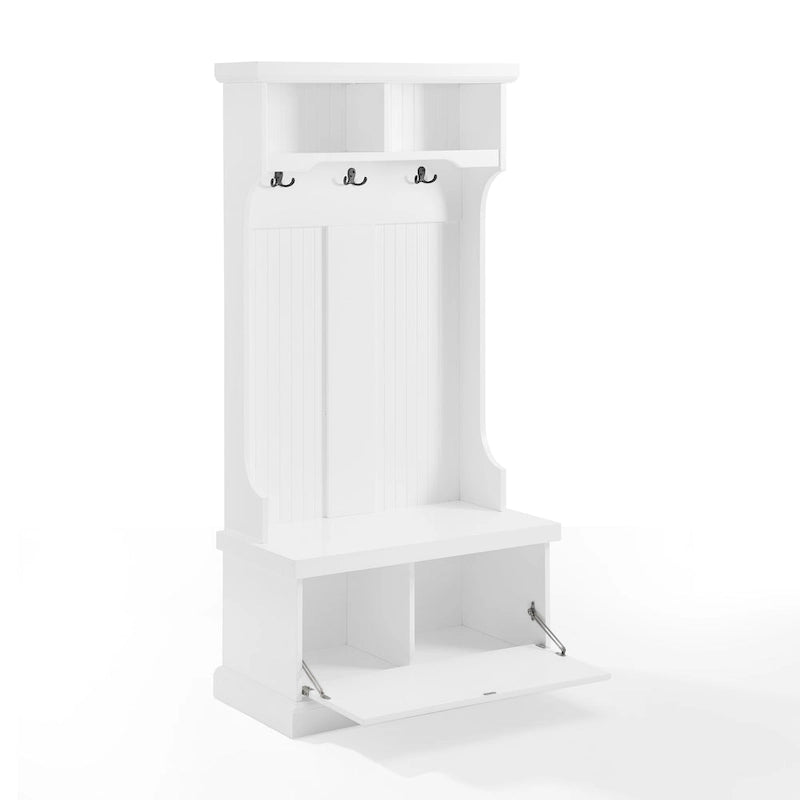 Coastal Cottage Hall Tree with Bench, Drawer and Hooks - 31.5W x 15.75D x 64.25H