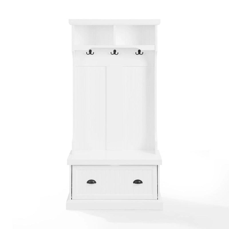 Coastal Cottage Hall Tree with Bench, Drawer and Hooks - 31.5W x 15.75D x 64.25H