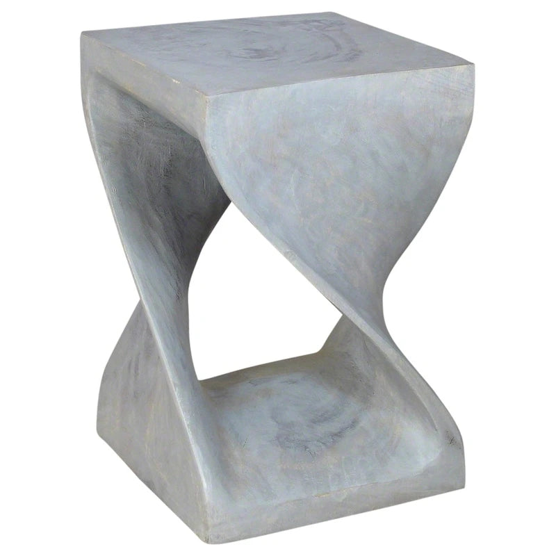 Haussmann Original Wood Twist Stool 12 X 12 X 18 In High Grey Oil - 12 x 12 x 18