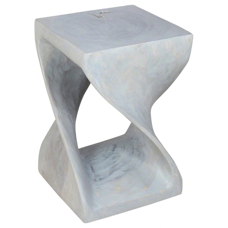 Haussmann Original Wood Twist Stool 12 X 12 X 18 In High Grey Oil - 12 x 12 x 18