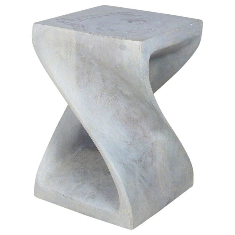 Haussmann Original Wood Twist Stool 12 X 12 X 18 In High Grey Oil - 12 x 12 x 18