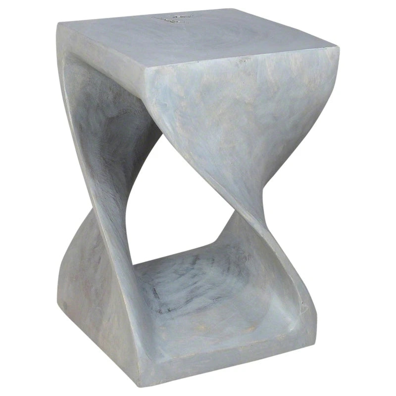 Haussmann Original Wood Twist Stool 12 X 12 X 18 In High Grey Oil - 12 x 12 x 18