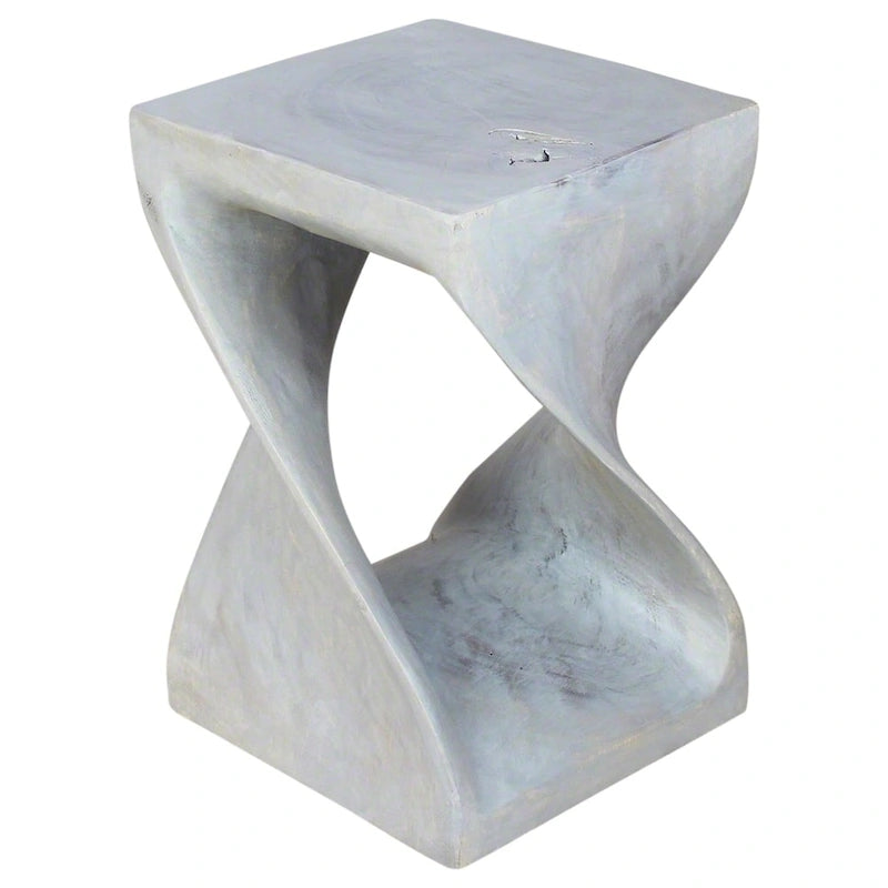Haussmann Original Wood Twist Stool 12 X 12 X 18 In High Grey Oil - 12 x 12 x 18