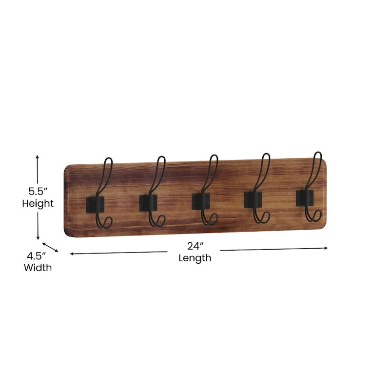 Wall Mounted Storage Rack with Upper Shelf and Storage Hooks
