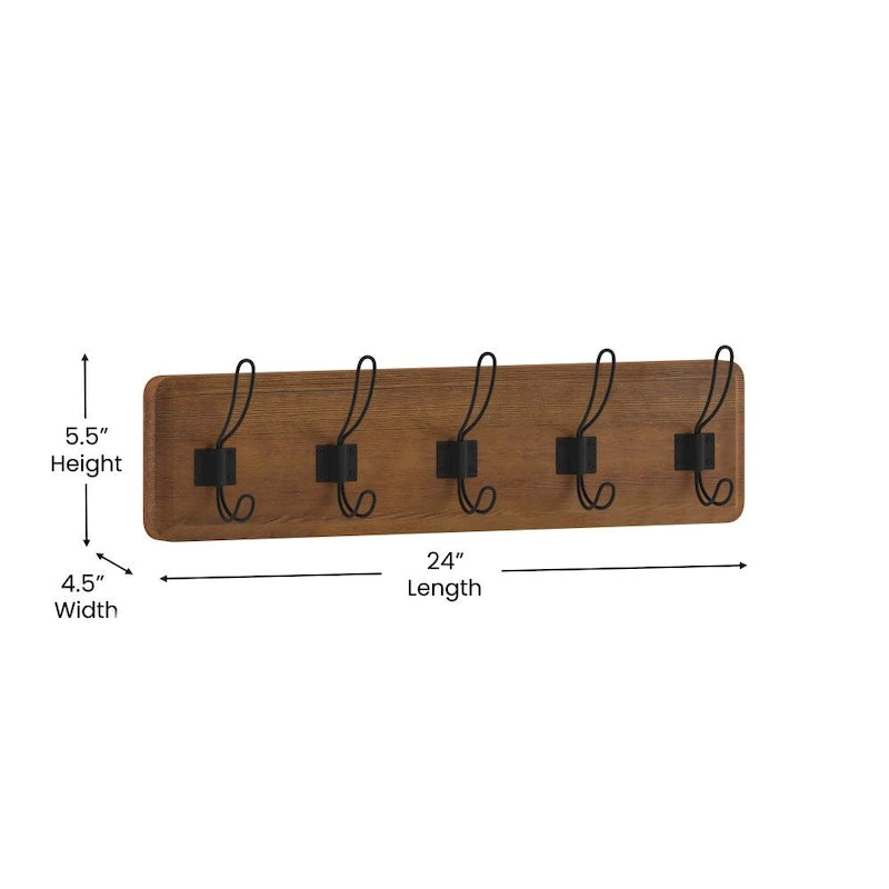 Wall Mounted Storage Rack with Upper Shelf and Storage Hooks