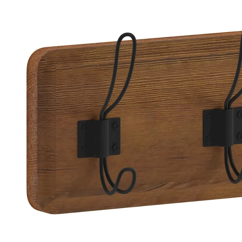 Wall Mounted Storage Rack with Upper Shelf and Storage Hooks